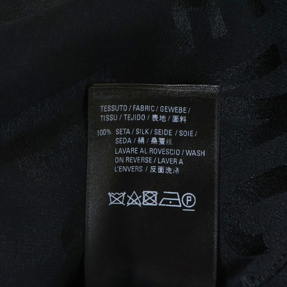 BALENCIAGA(バレンシアガ) 20SS アセテート レーヨン ガンクラブチェック 千鳥格子総柄 ジャガード レギュラーカラー 半袖シャツ ブラック 595038 TID28