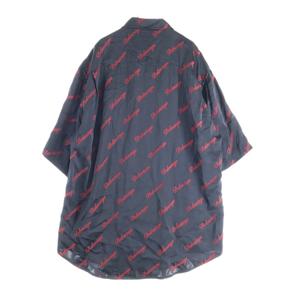 BALENCIAGA(バレンシアガ) ロゴ総柄レーヨン 半袖シャツ 658841 TKD5 ブラック