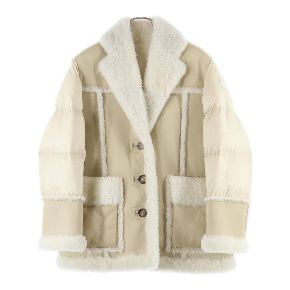 MONCLER(モンクレール) ILAY ムートンレザー切替ダウンジャケット オフホワイト レディース H20931A00111 5396Q