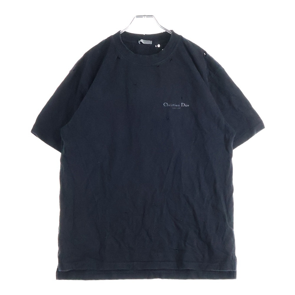 DIOR(ディオール) 23AW ダメージ加工 バックプリントロゴ コットン半袖Tシャツカットソー ホワイト 343J636A0849