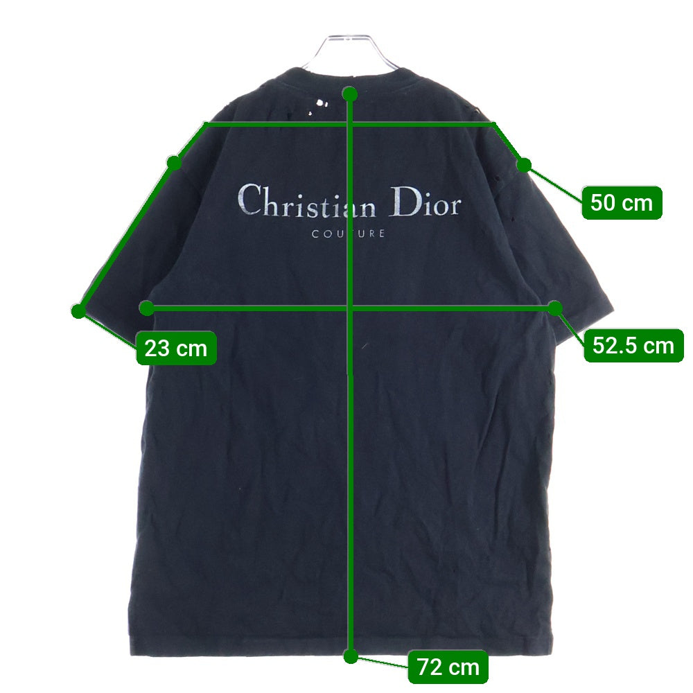 DIOR(ディオール) 23AW ダメージ加工 バックプリントロゴ コットン半袖Tシャツカットソー ホワイト 343J636A0849