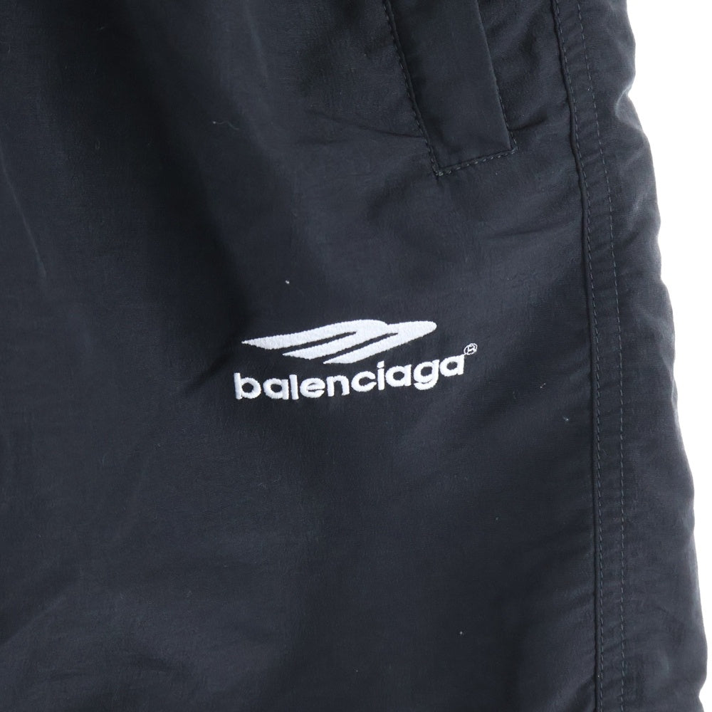 BALENCIAGA(バレンシアガ) 23SS ロゴ刺繍 ナイロンショートパンツ 704717 TK048 ブラック