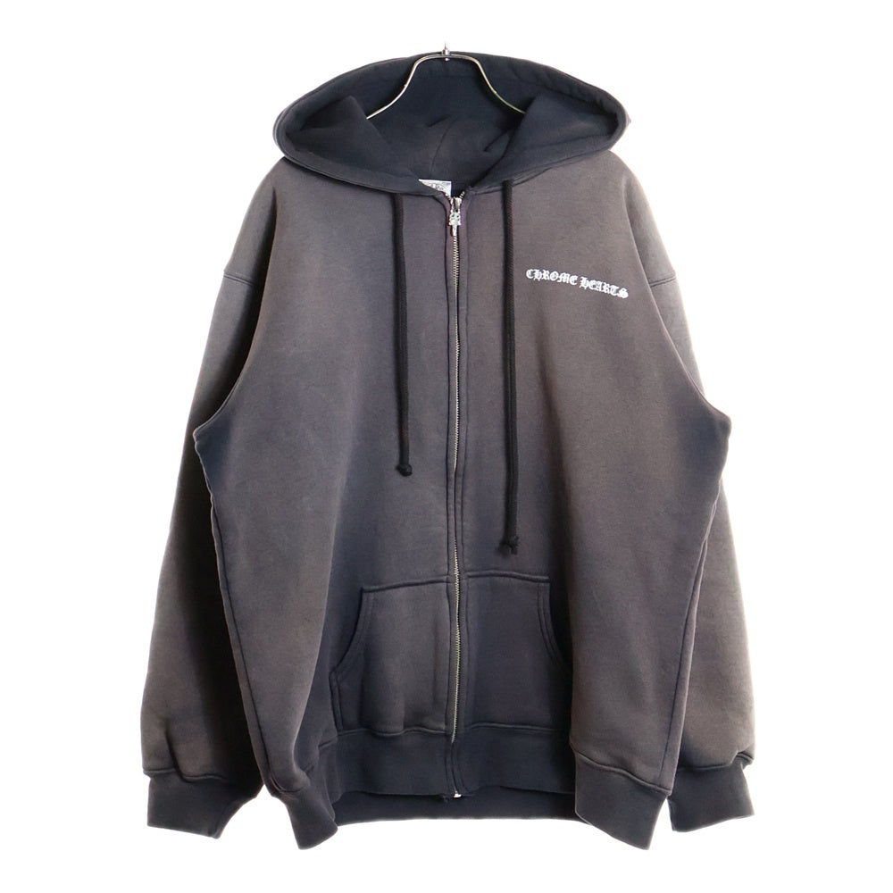 CHROME HEARTS(クロムハーツ) Old Malibu Limited CH Plus Hooded Horseshoe Zip Up Hoodie マリブ限定 オールド サーマル ジップアップフーディプルオーバーパーカー ブラック