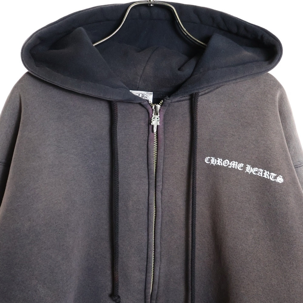 CHROME HEARTS(クロムハーツ) Old Malibu Limited CH Plus Hooded Horseshoe Zip Up Hoodie マリブ限定 オールド サーマル ジップアップフーディプルオーバーパーカー ブラック