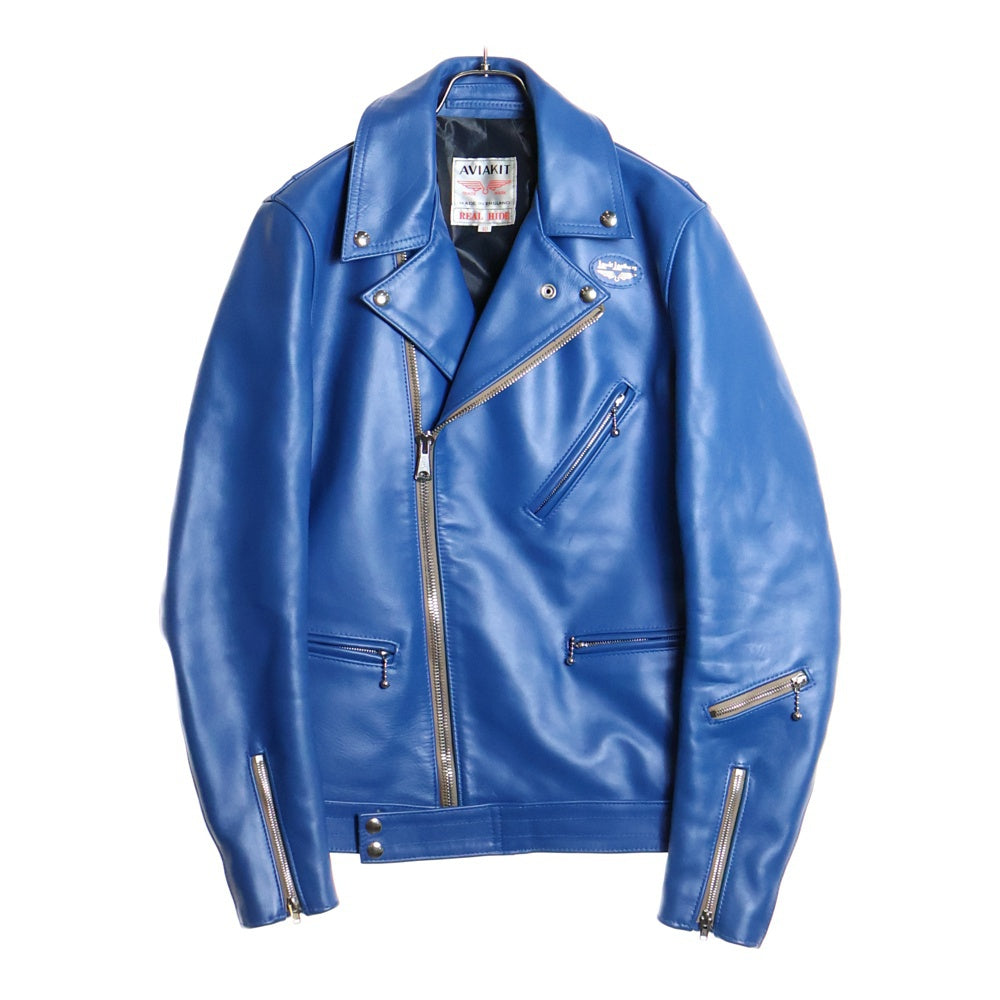 Lewis Leathers(ルイスレザー) CYCLONE サイクロン ホース ハイド ダブルライダース ジャケット ブルー 103MT-1612