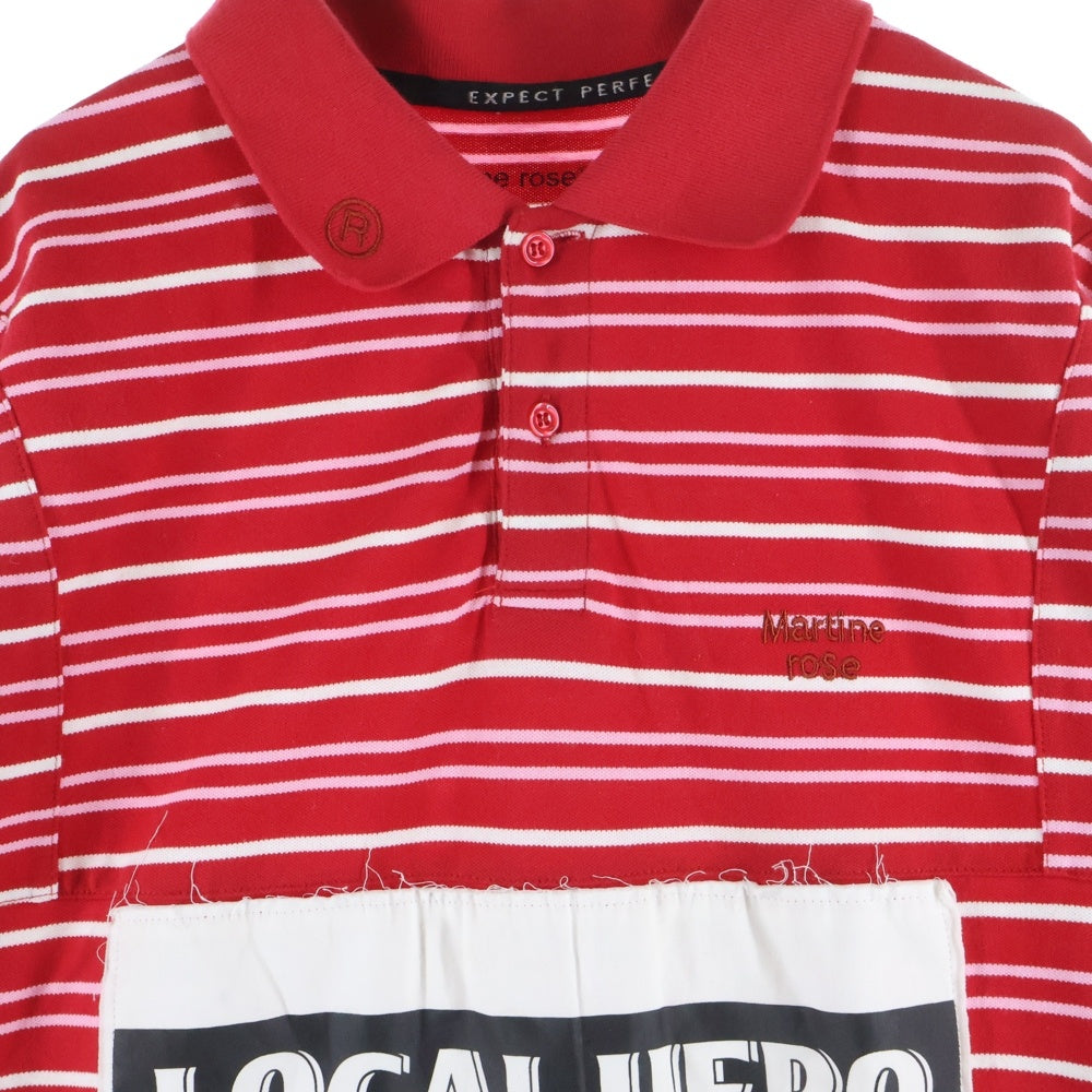 MARTINE ROSE(マーティンローズ) 25SS OVERSIZED PANELLED POLO LOCAL HERO ポロシャツ レッド ボーダー
