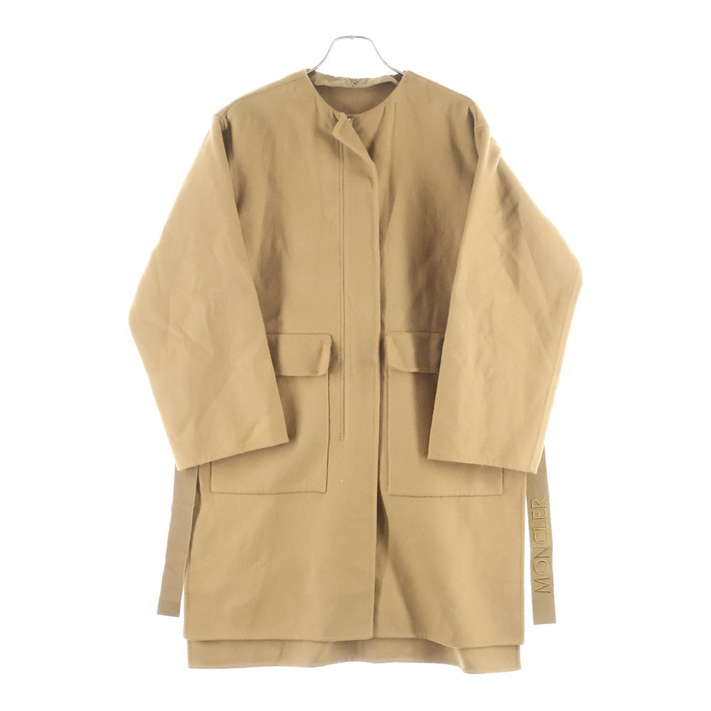MONCLER(モンクレール) 21AW FLEOLE ダウンフード ロゴリボンベルト付 2WAY ウールロングコート レディース ブラウン G20931C00009 54AUS