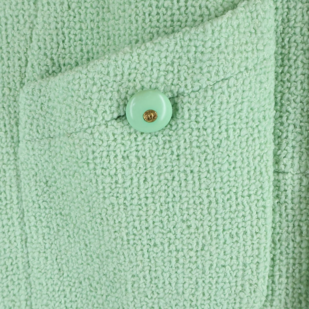 CHANEL(シャネル) ココマークボタン ツイード ジャケット エメラルドグリーン レディース