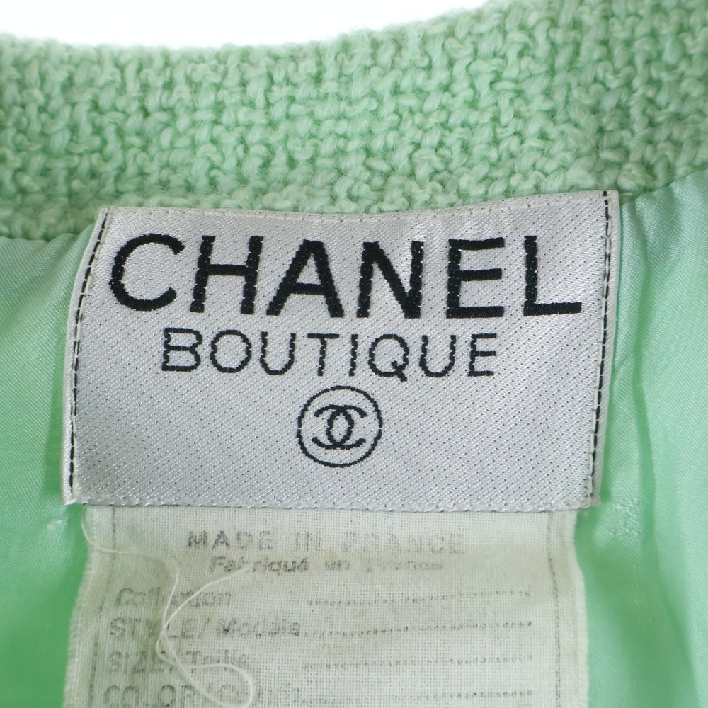 CHANEL(シャネル) ココマークボタン ツイード ジャケット エメラルドグリーン レディース