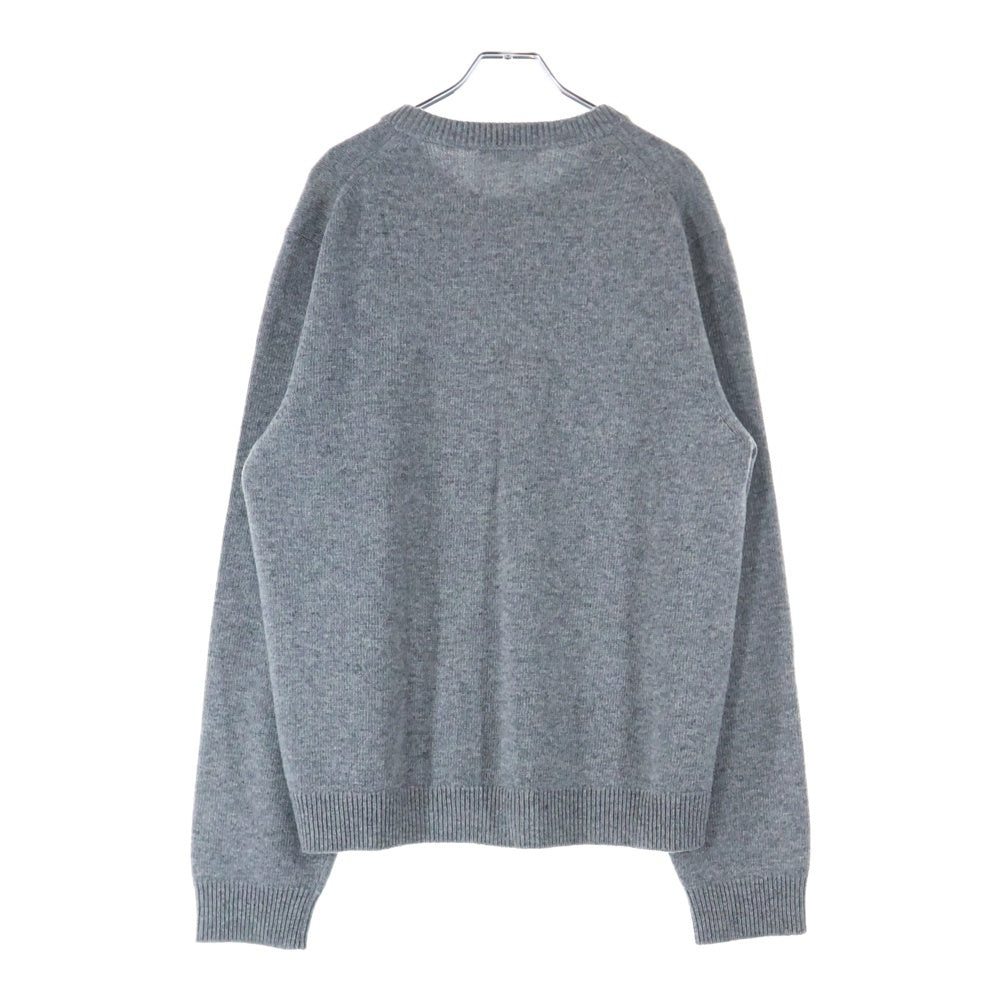 GUCCI(グッチ) ロゴ刺繍 インターシャ ウールニットセーター グレー 795347