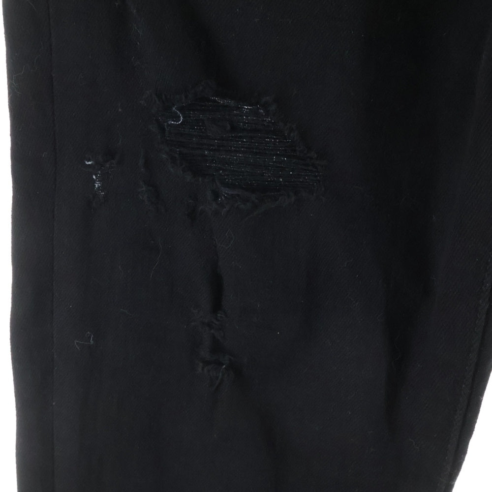 AMIRI(アミリ) レザー蛇腹 バイカークラッシュ ストレッチ スキニーデニムパンツ ブラック SR1PXMD001SAMDSI