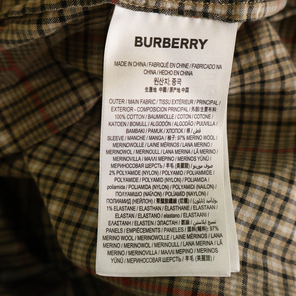 BURBERRY(バーバリー) ティッシ期 ノヴァチェック ニット切り替え シャツ ワンピース ベージュ 8036139
