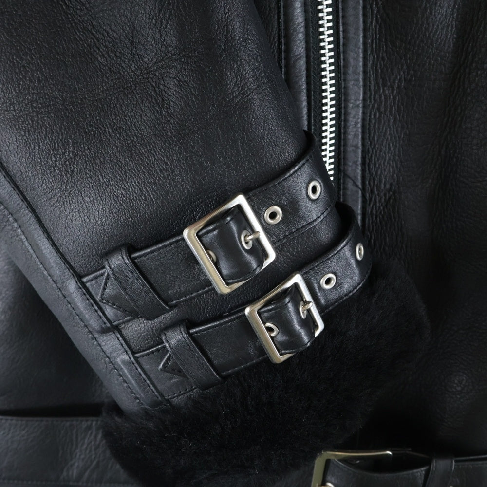 THE CRIMIE(ザ クライミー) MOUTON W RIDERS JACKET ラムレザー ムートンジャケット ブラック