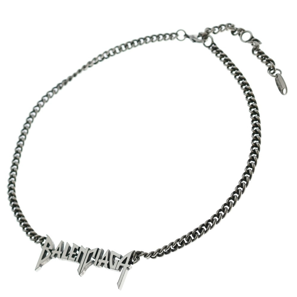 BALENCIAGA(バレンシアガ) Typo Metal アンティークシルバーネックレス シルバー ステンレス