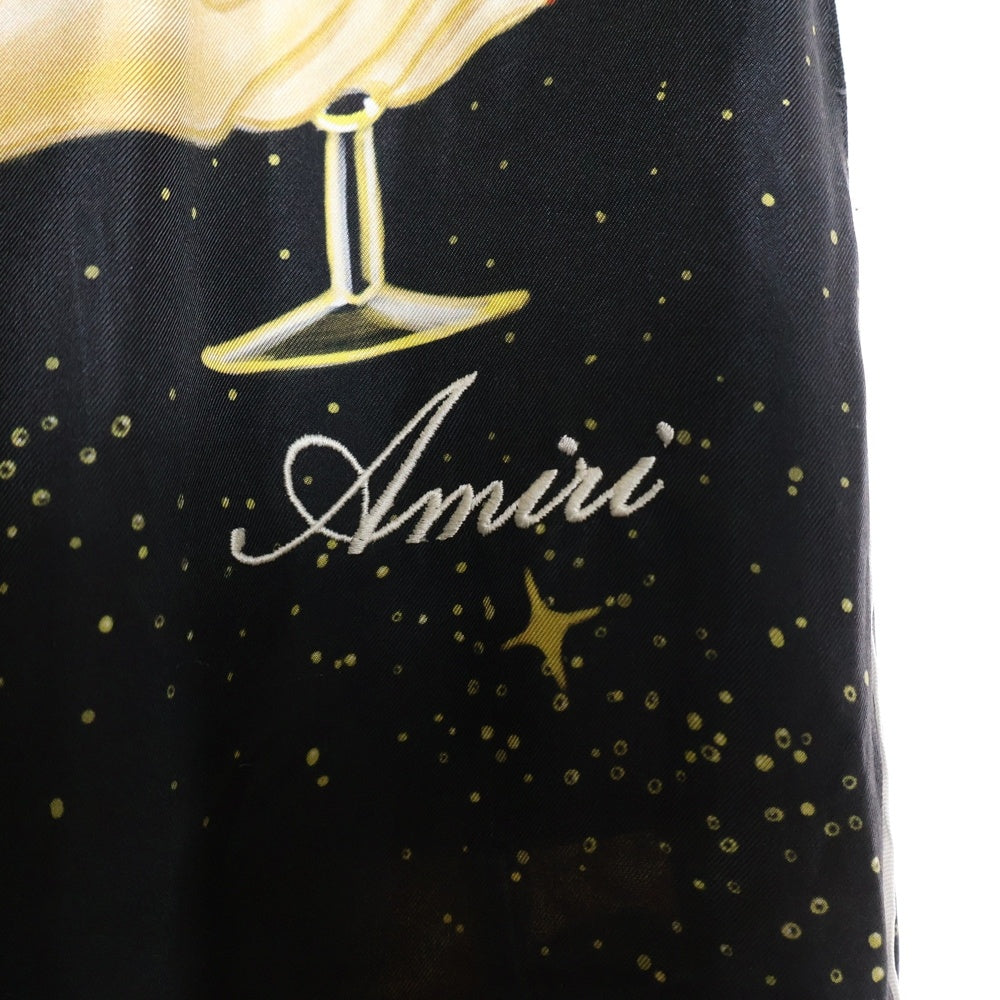 AMIRI(アミリ) Champagne シャンパングラフィック シルクパンツ ブラック レディース