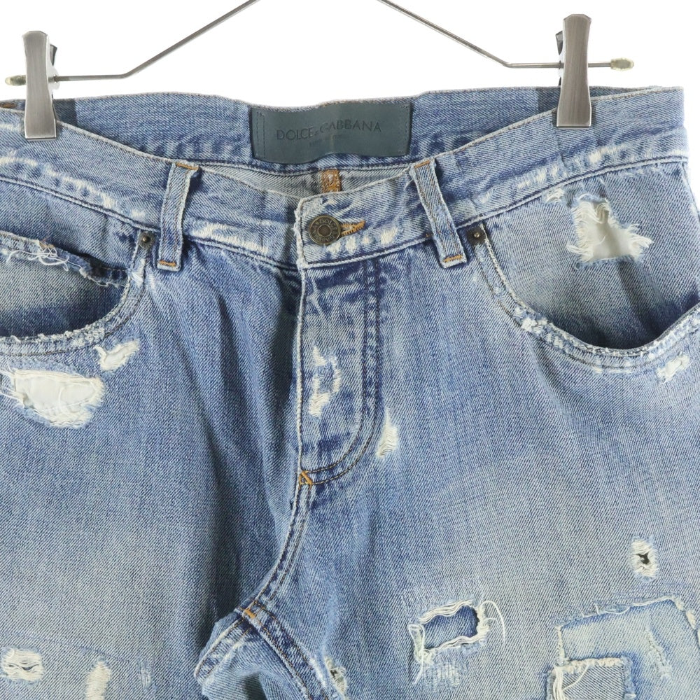 DOLCE & GABBANA(ドルチェアンドガッバーナ) ダメージ加工 パッチワーク スキニーデニム インディゴ