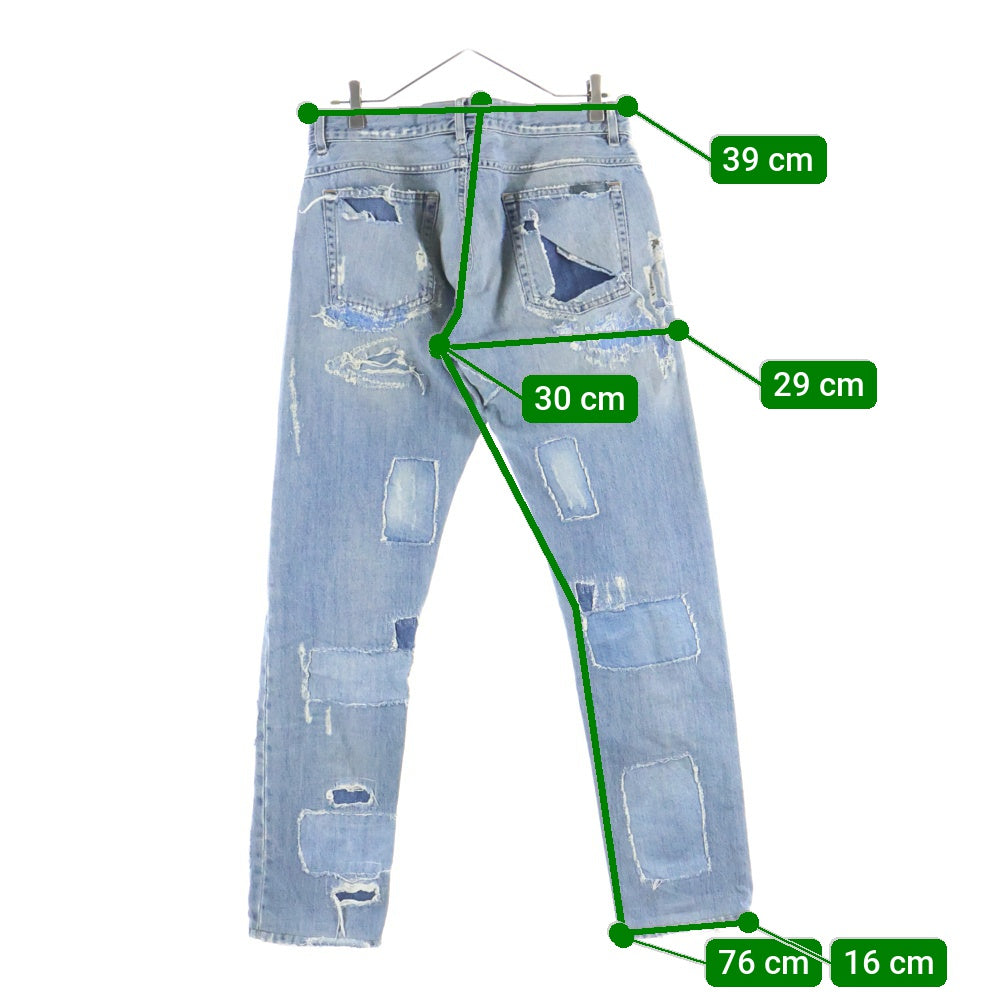 DOLCE & GABBANA(ドルチェアンドガッバーナ) ダメージ加工 パッチワーク スキニーデニム インディゴ