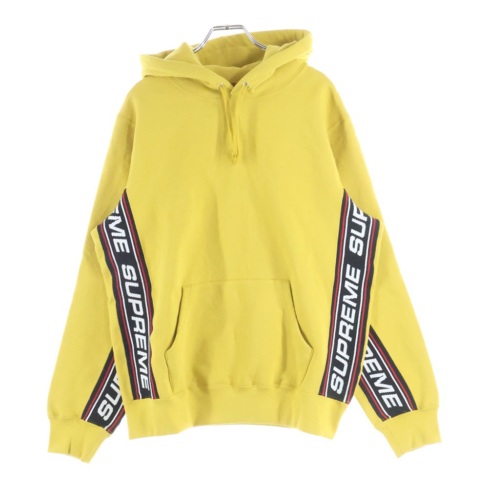 SUPREME(シュプリーム) 19AW Text Rib Hooded Sweatshirt アームロゴ フーディプルオーバーパーカー イエロー