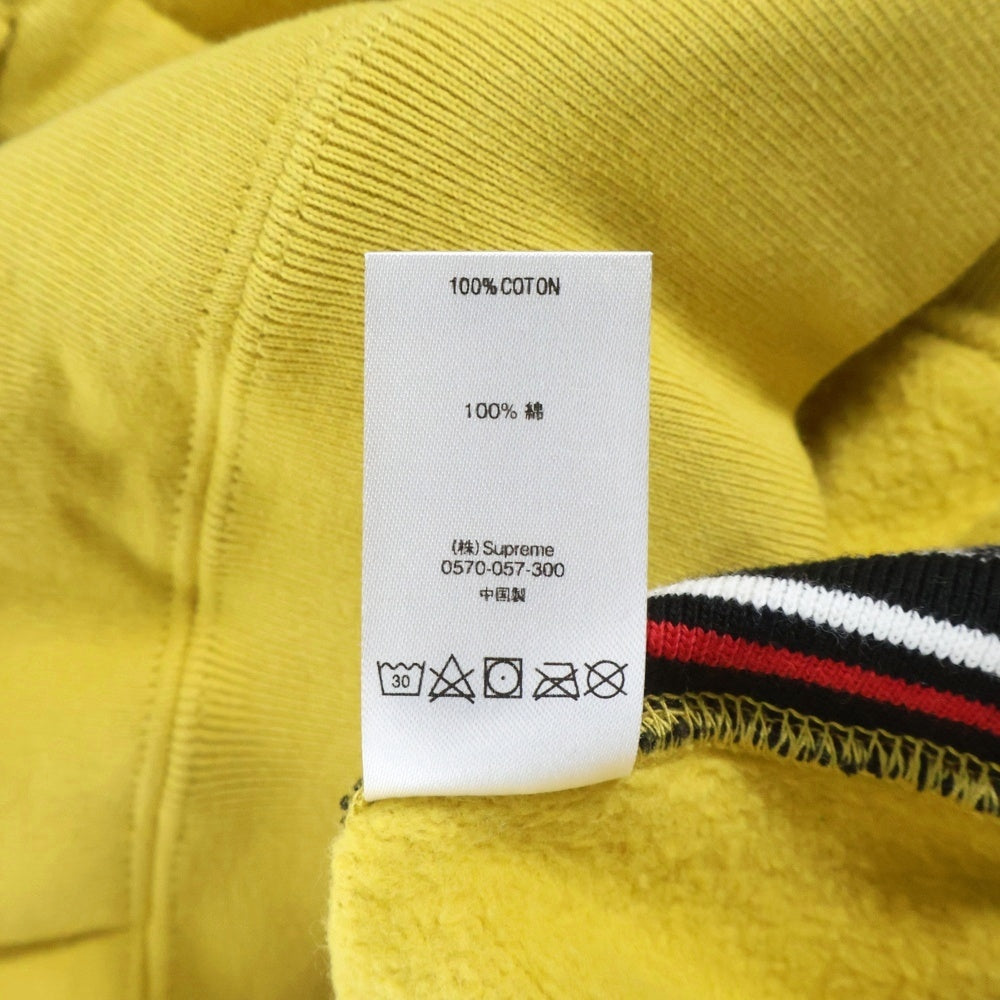 SUPREME(シュプリーム) 19AW Text Rib Hooded Sweatshirt アームロゴ フーディプルオーバーパーカー イエロー