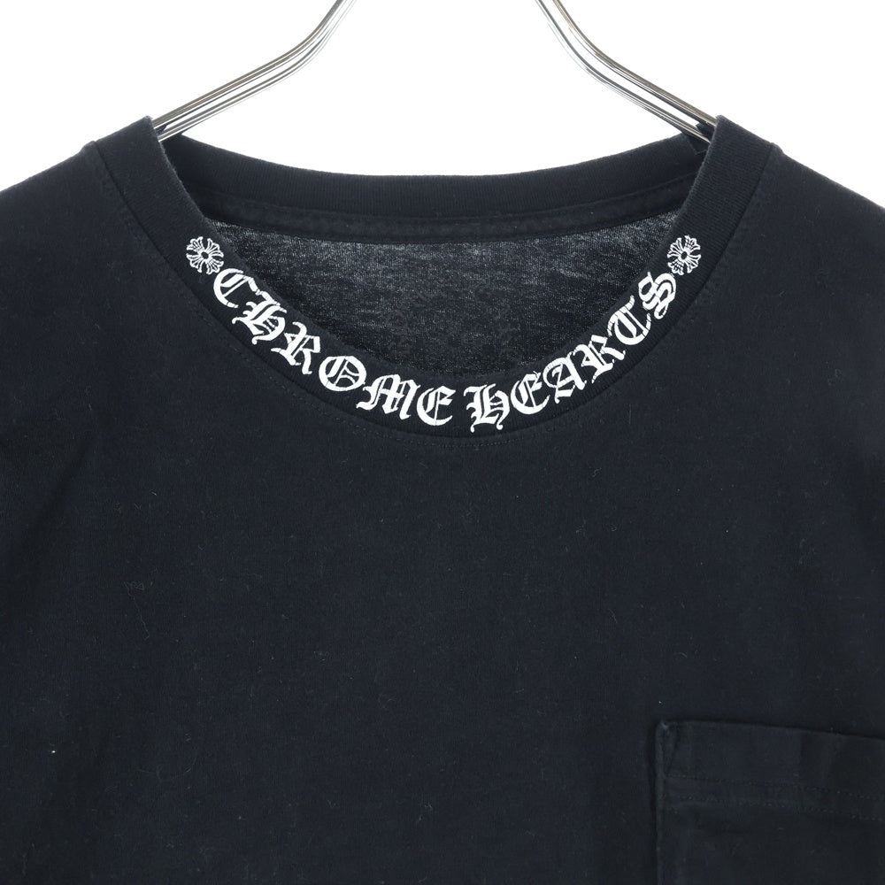 CHROME HEARTS(クロムハーツ) CH LS NECK LOGO ネックロゴプリント 袖ロゴ 長袖Tシャツ ロングスリーブカットソー ブラック