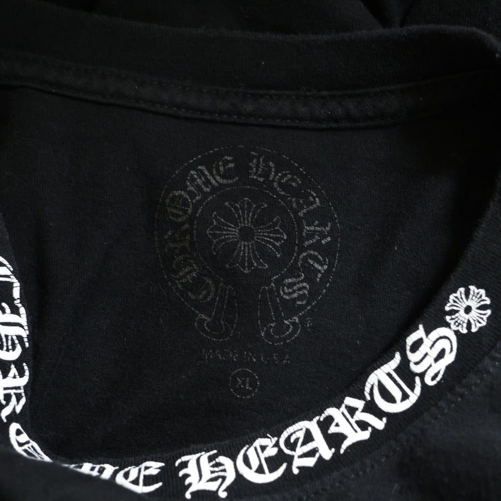 CHROME HEARTS(クロムハーツ) CH LS NECK LOGO ネックロゴプリント 袖ロゴ 長袖Tシャツ ロングスリーブカットソー ブラック