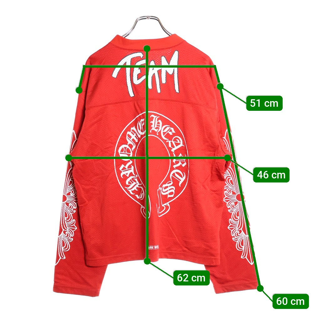 CHROME HEARTS(クロムハーツ) ×MATTY BOY PPO FORM TEAM MESH WARM UP JERSEY TEE マッティボーイ メッシュプリントジャージー長袖Tシャツ カットソー レッド