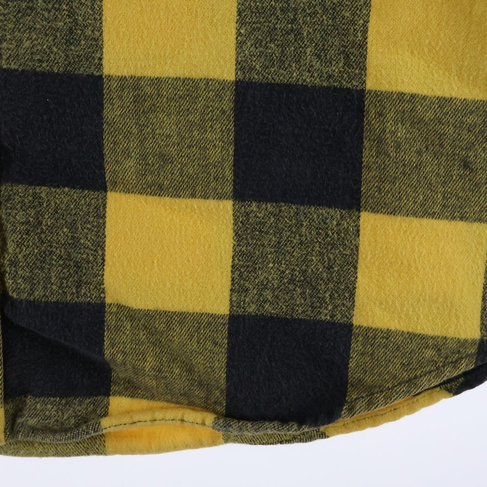 NO BRAND(ノーブランド) ST JOHNS BAY セントジョンズベイ 90s フランネルシャツ バッファロー ブロックチェック ネルシャツ イエロー/ブラック