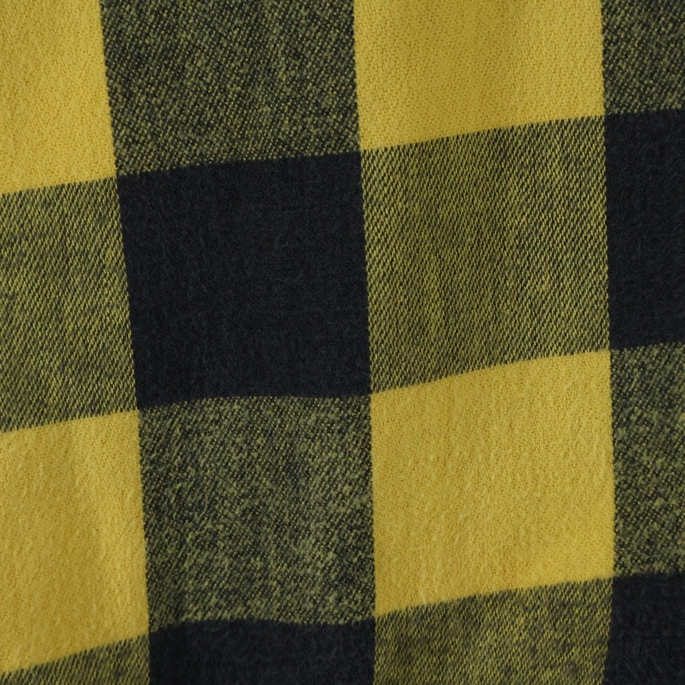 NO BRAND(ノーブランド) ST JOHNS BAY セントジョンズベイ 90s フランネルシャツ バッファロー ブロックチェック ネルシャツ イエロー/ブラック