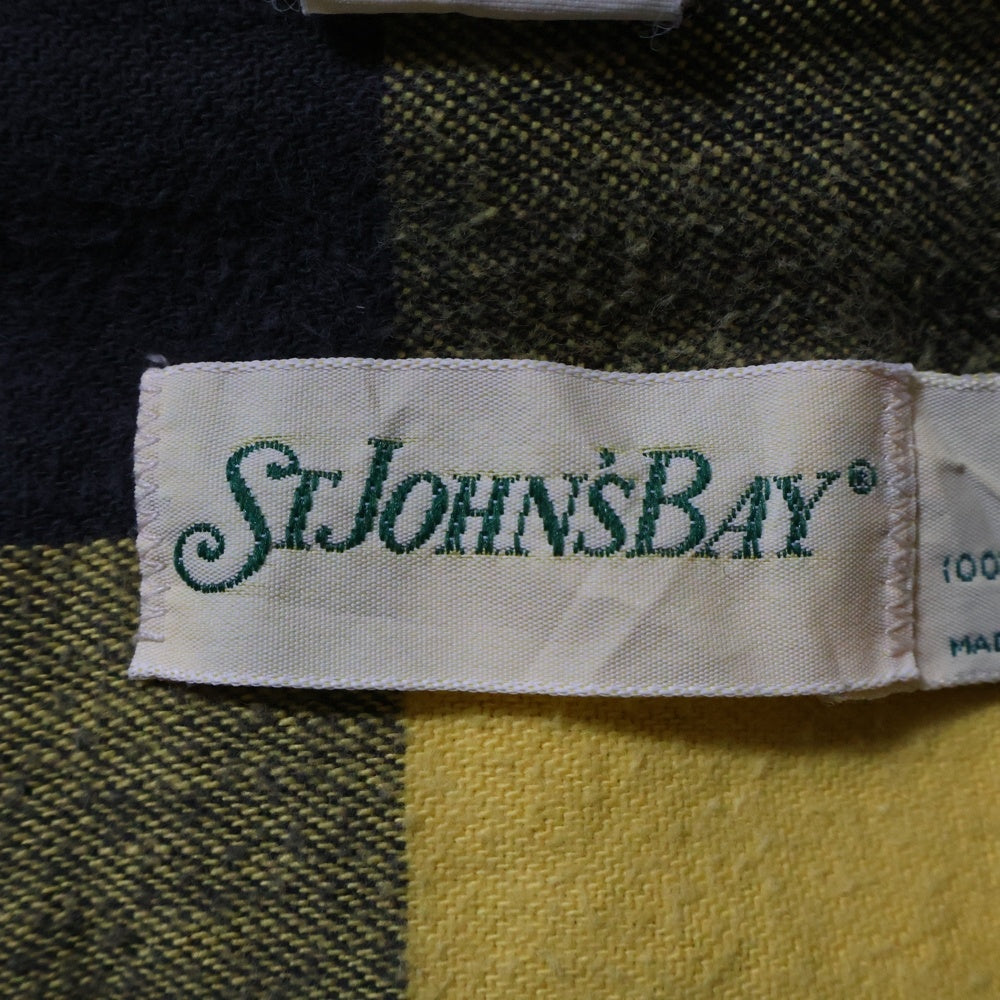NO BRAND(ノーブランド) ST JOHNS BAY セントジョンズベイ 90s フランネルシャツ バッファロー ブロックチェック ネルシャツ イエロー/ブラック