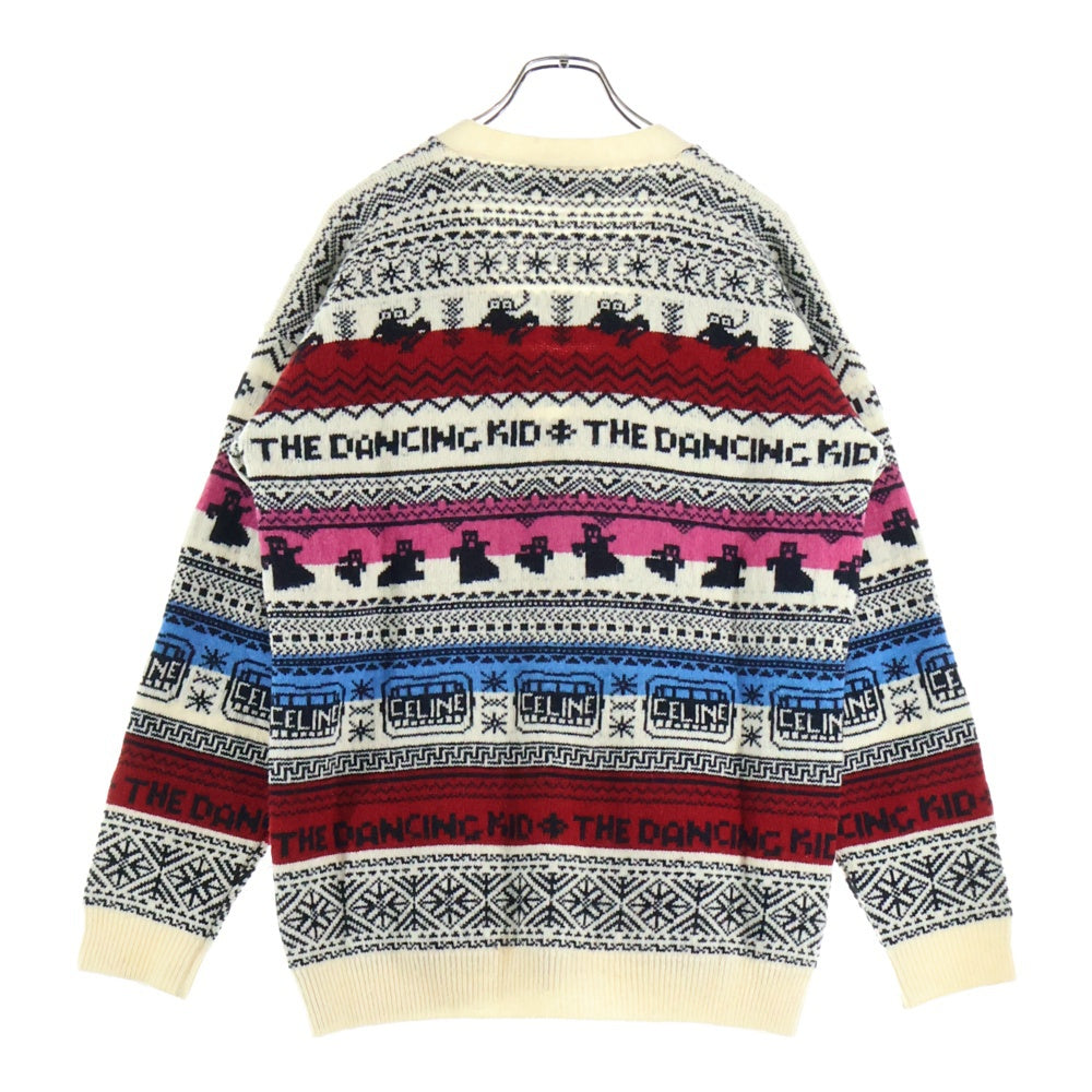 CELINE(セリーヌ) 21SS THE DANCING KID 総柄ウールジャガードルーズニットカーディガン マルチカラー 2A08L715M