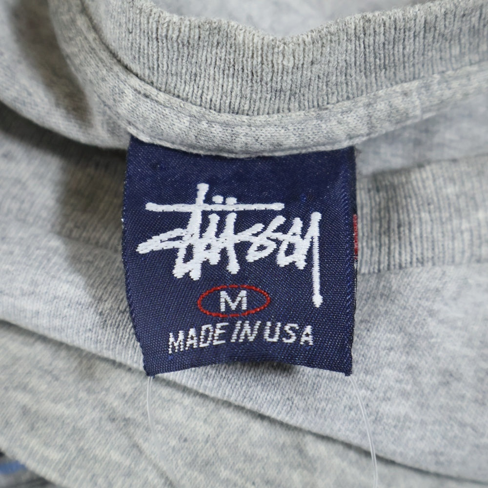 STUSSY(ステューシー) 90s OLD STUSSY 紺タグ ロゴプリント クルーネック半袖Tシャツカットソー グレー
