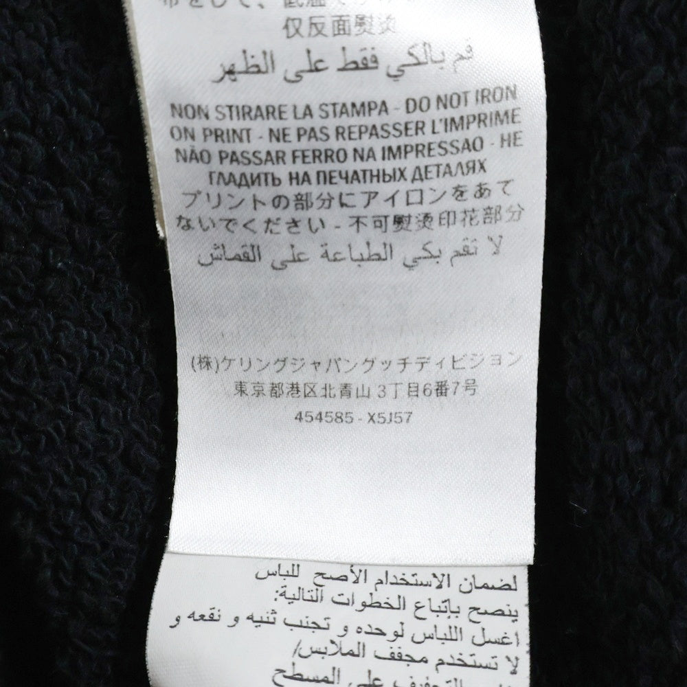 美品 グッチ ヴィンテージ加工 パーカー 454585 プリント フード付き 黒 GUCCI（グッチ） パーカー プルオーバー フーディー 454585 オールド