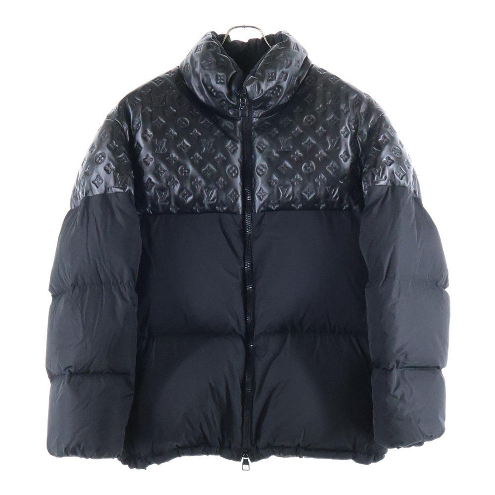 LOUIS VUITTON(ルイヴィトン) モノグラムラムレザー切り替え オーバーサイズパッファージップアップ ダウンジャケット HPB80ERSC ブラック