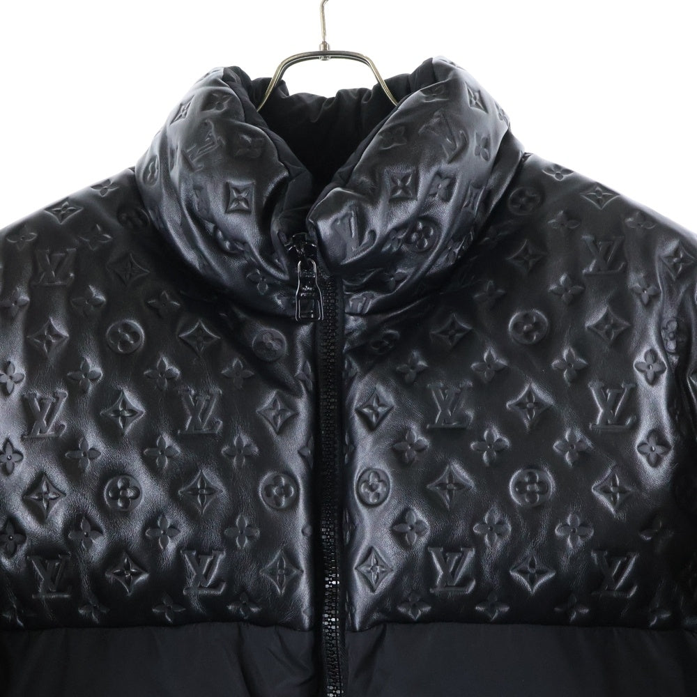 LOUIS VUITTON(ルイヴィトン) モノグラムラムレザー切り替え オーバーサイズパッファージップアップ ダウンジャケット HPB80ERSC ブラック