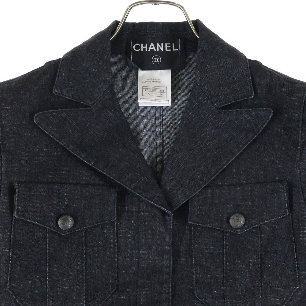 CHANEL(シャネル) 03AW ココマークボタン ニットドッキング デニムジャケット ブラック P21730W03184 レディース