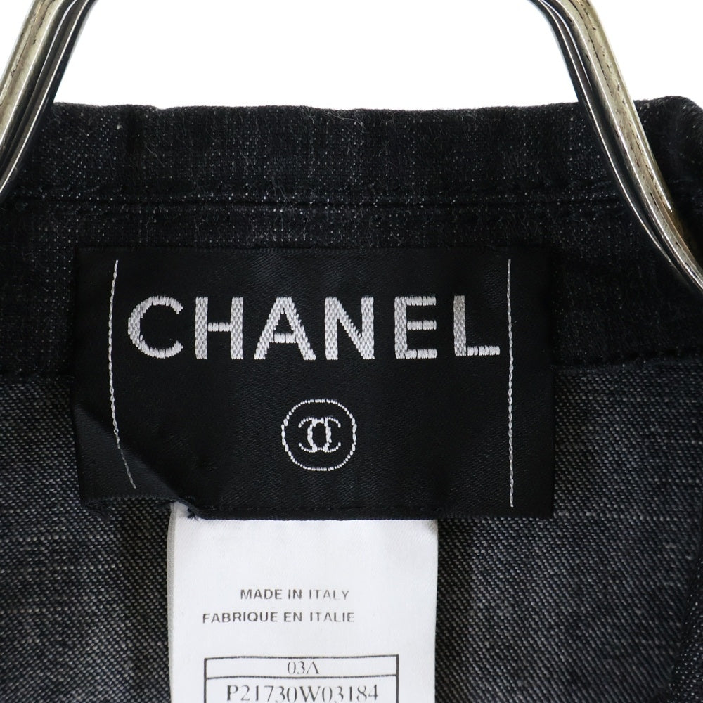 CHANEL(シャネル) 03AW ココマークボタン ニットドッキング デニムジャケット ブラック P21730W03184 レディース