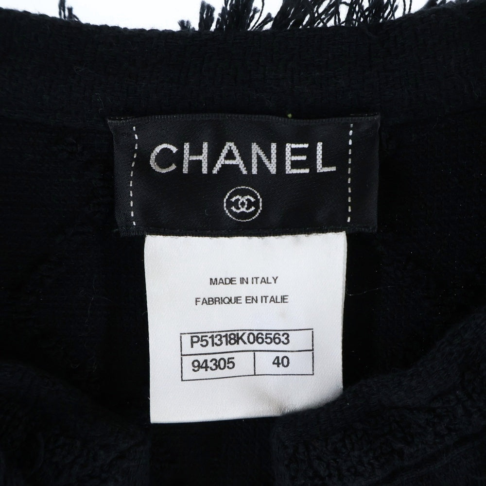 CHANEL(シャネル) ロゴ刺繍 ノースリーブニットワンピース ブラック