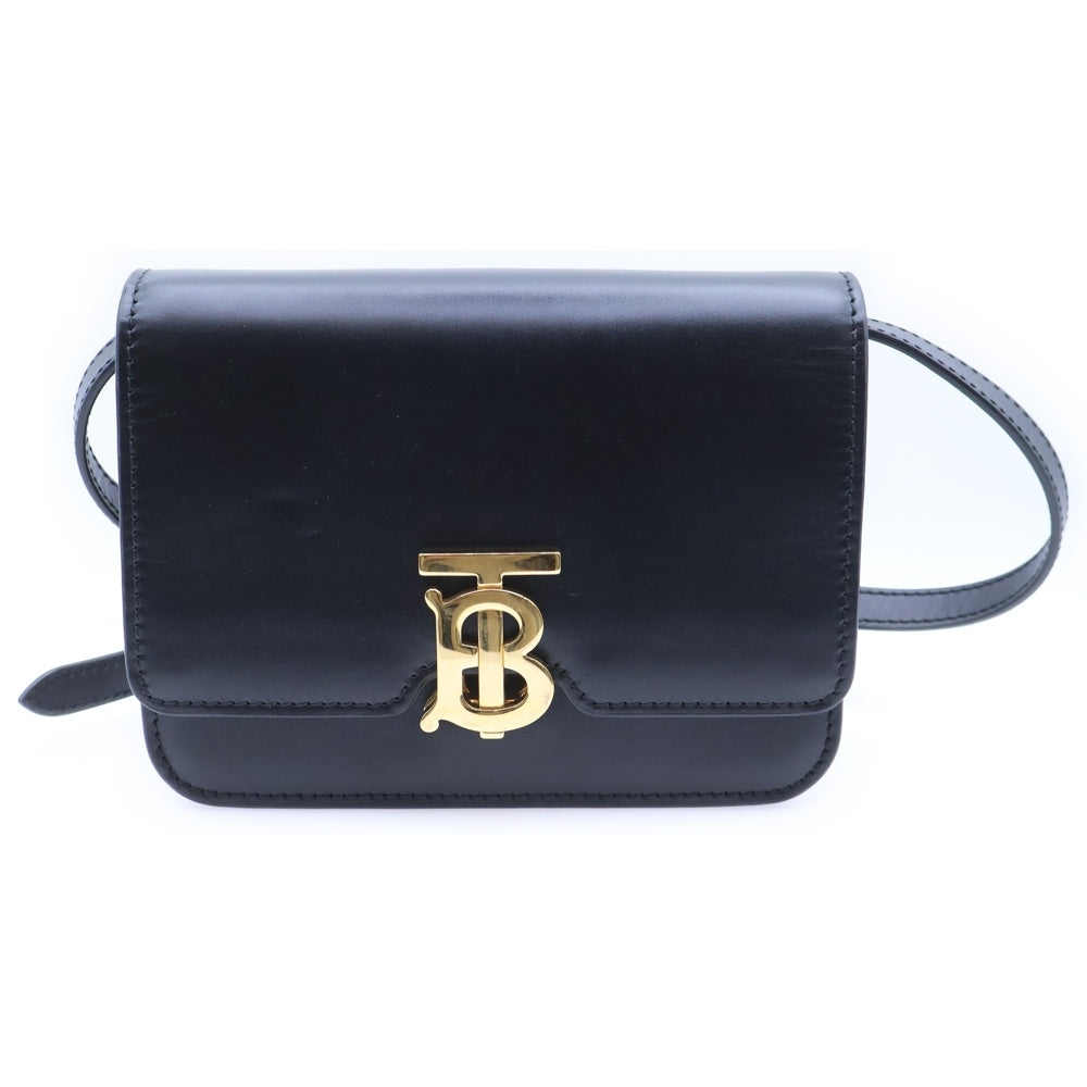 BURBERRY(バーバリー) TBメタルロゴ レザーショルダーバッグ ブラック レディース