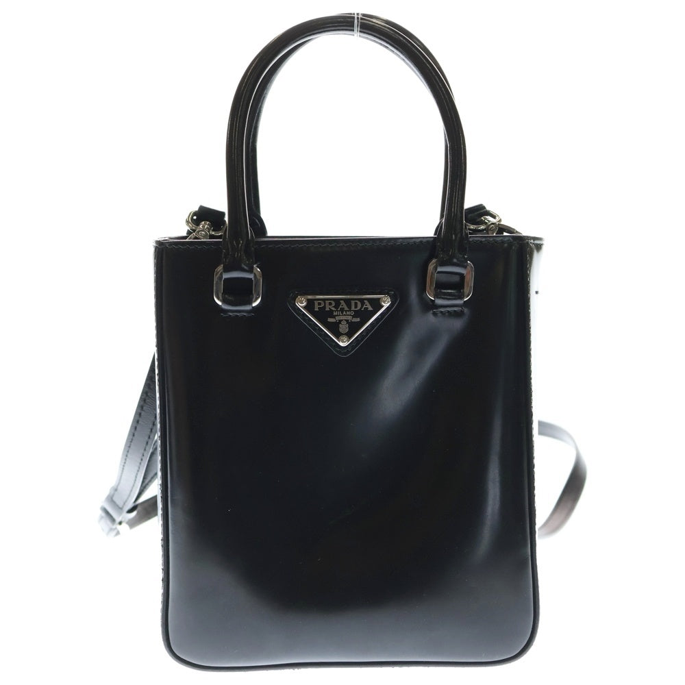 PRADA(プラダ) 2WAY ブラッシュドレザー ハンドバッグ ショルダーバッグ 1BA331 ブラック レディース