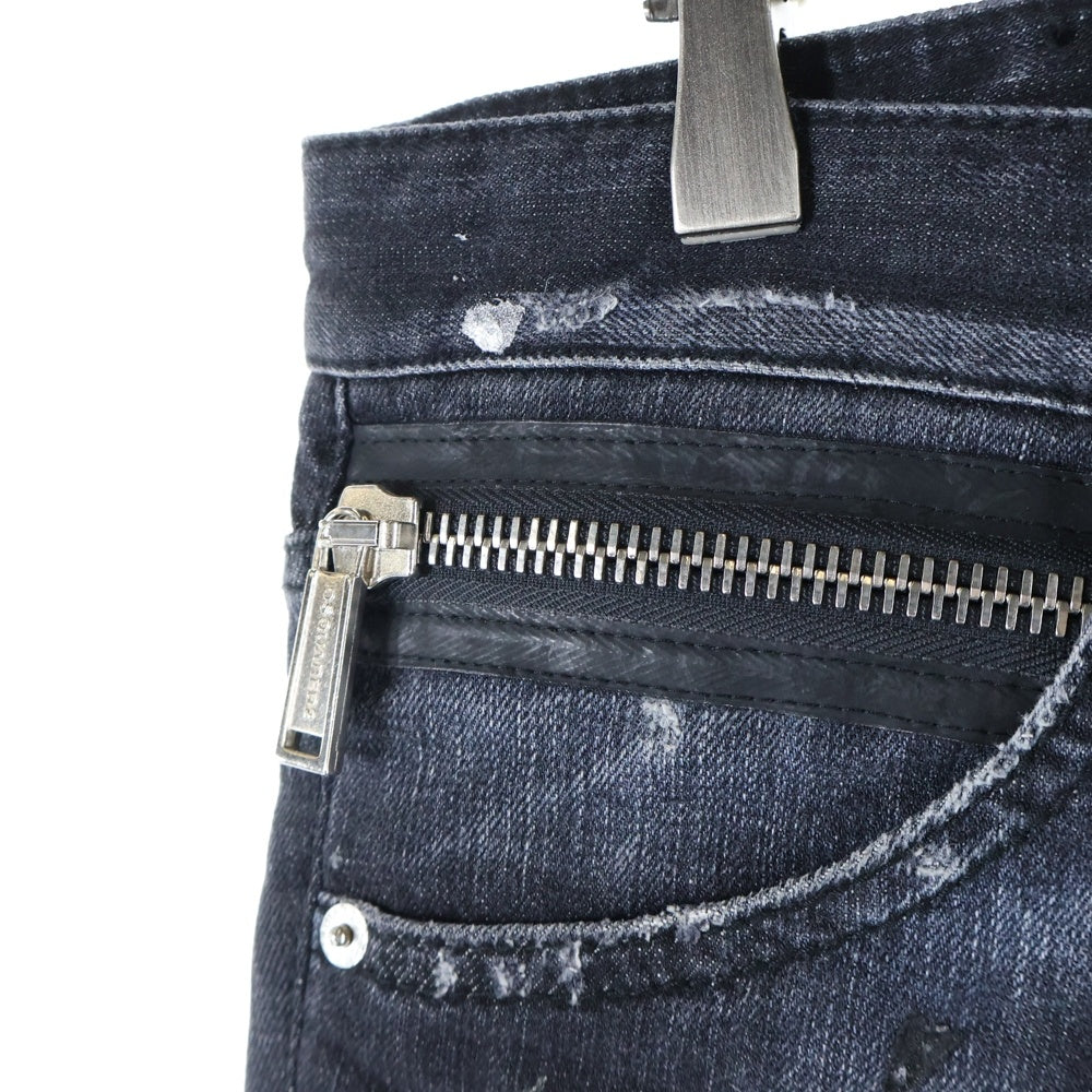 DSQUARED2(ディースクエアード) 15AW スリムフィット ダメージペイント デニム ブラック S74LA0840