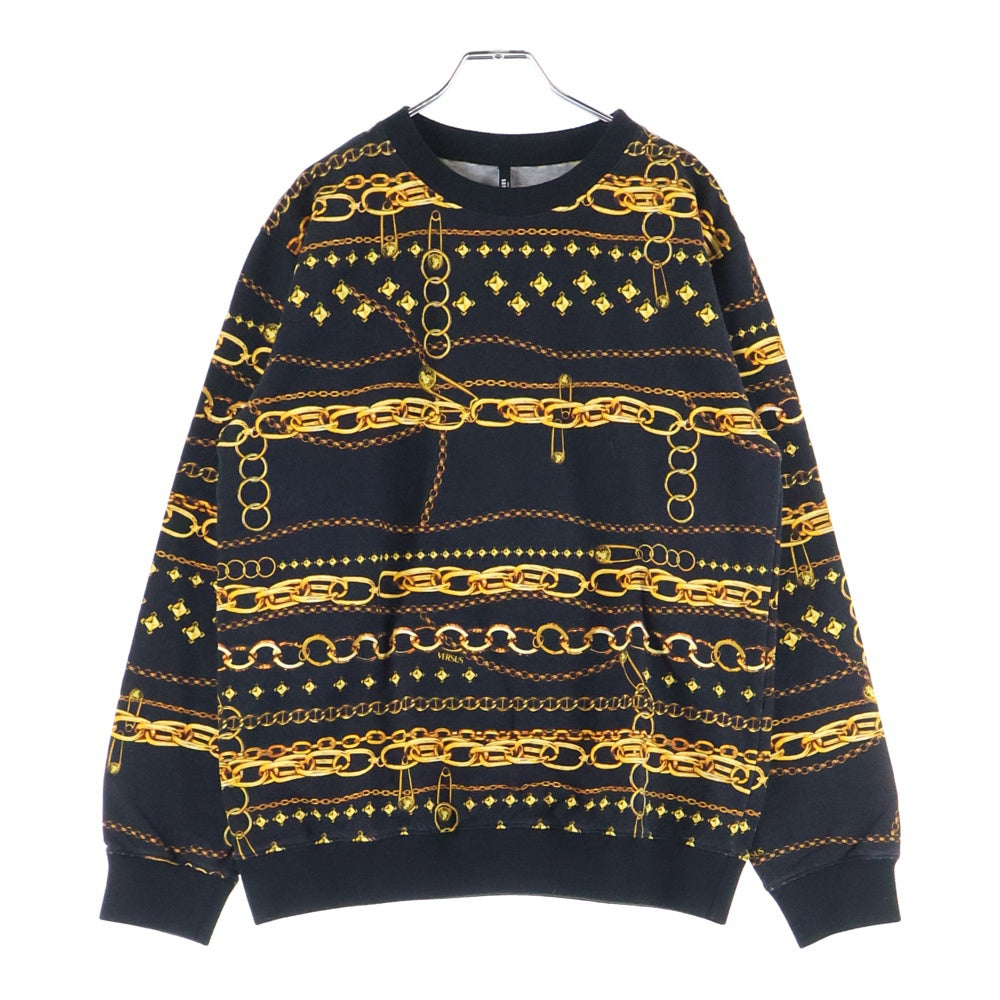 VERSACE(ヴェルサーチ) 総柄 クルーネックスウェットトレーナー ブラック BU90101S