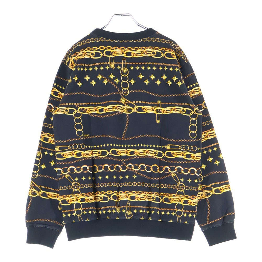 VERSACE(ヴェルサーチ) 総柄 クルーネックスウェットトレーナー ブラック BU90101S