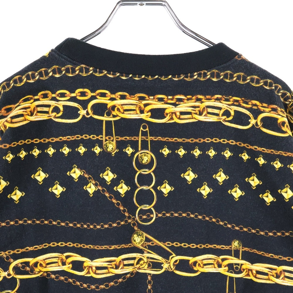 VERSACE(ヴェルサーチ) 総柄 クルーネックスウェットトレーナー ブラック BU90101S