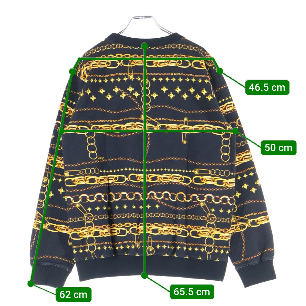 VERSACE(ヴェルサーチ) 総柄 クルーネックスウェットトレーナー ブラック BU90101S