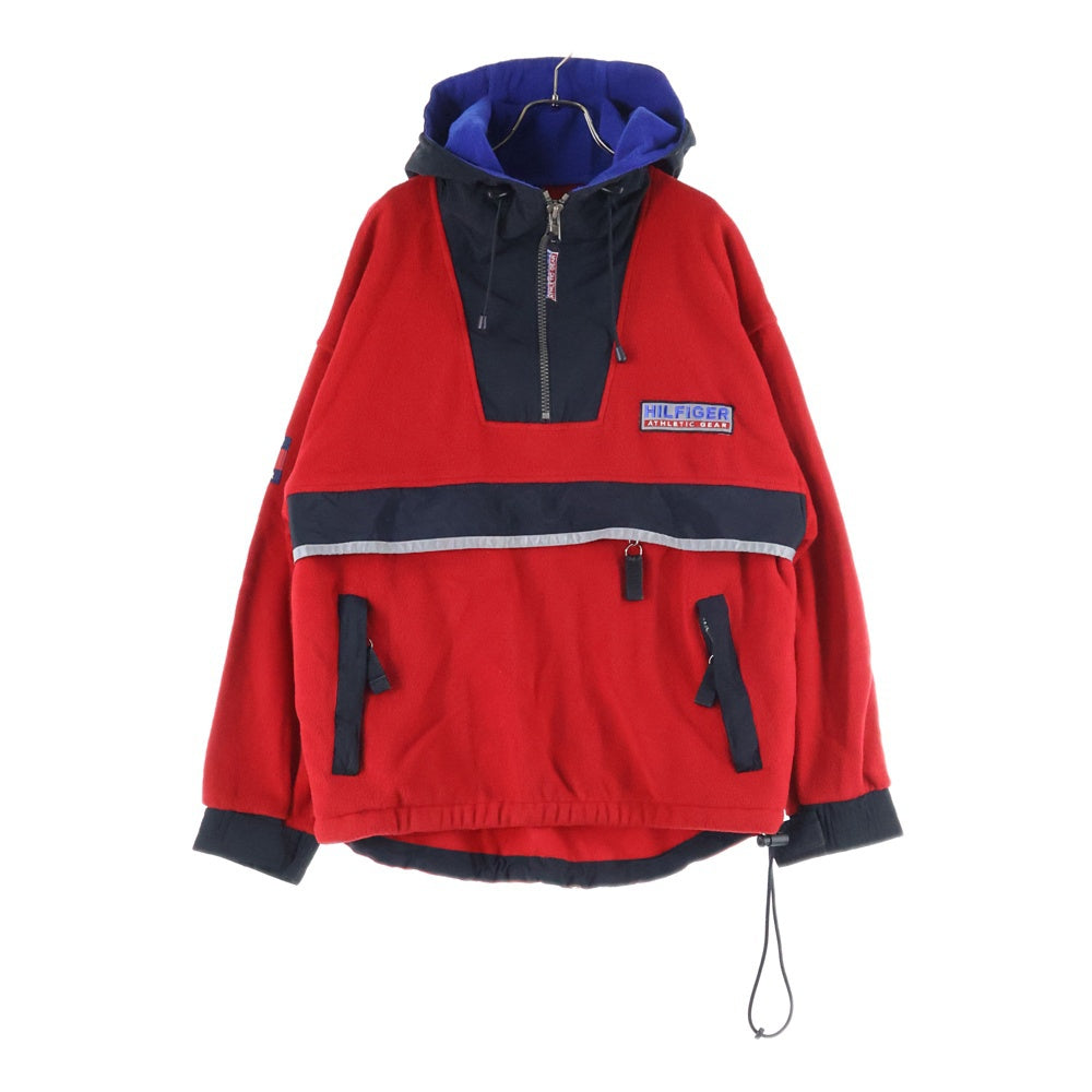TOMMY HILFIGER(トミーヒルフィガー) 00s アノラック ナイロン切替 プルオーバー フリースジャケット レッド