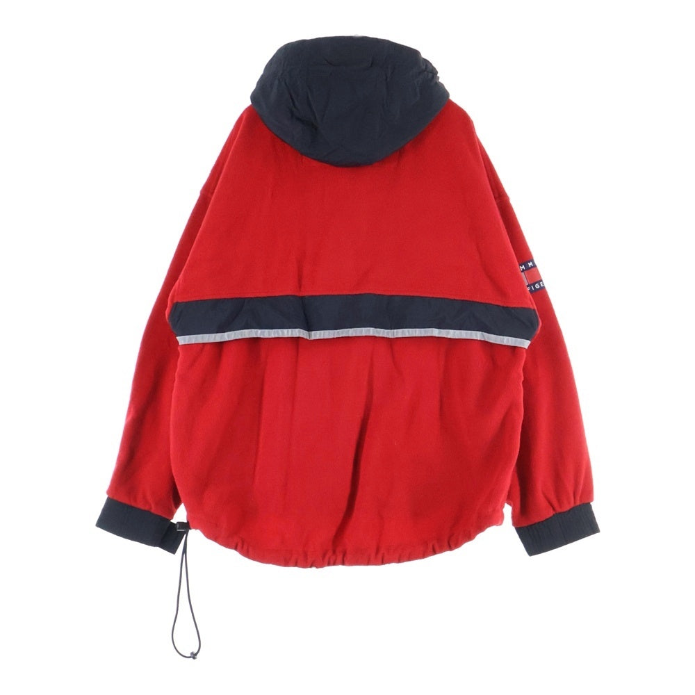 TOMMY HILFIGER(トミーヒルフィガー) 00s アノラック ナイロン切替 プルオーバー フリースジャケット レッド