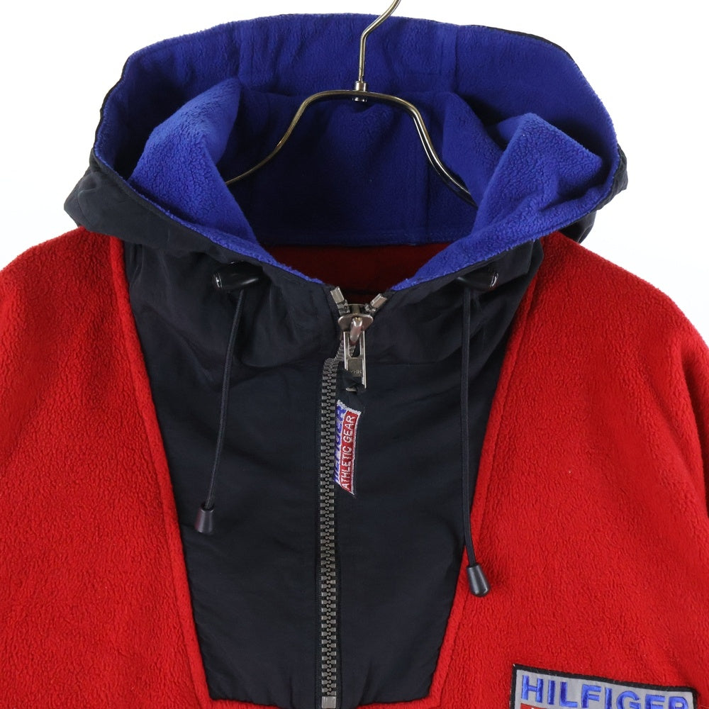 TOMMY HILFIGER(トミーヒルフィガー) 00s アノラック ナイロン切替 プルオーバー フリースジャケット レッド