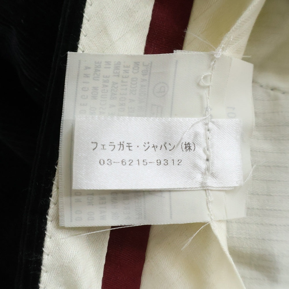 Salvatore Ferragamo(サルヴァトーレ フェラガモ) 00s オールド センタープレス 細畝 コーデュロイパンツ ブラック