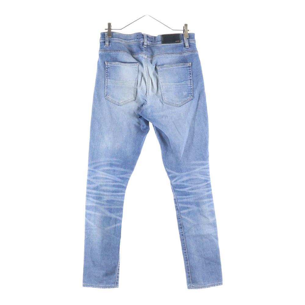 AMIRI(アミリ) MX1 クラッシュ加工 レザーリペア 蛇腹 バイカーデニムパンツ インディゴ