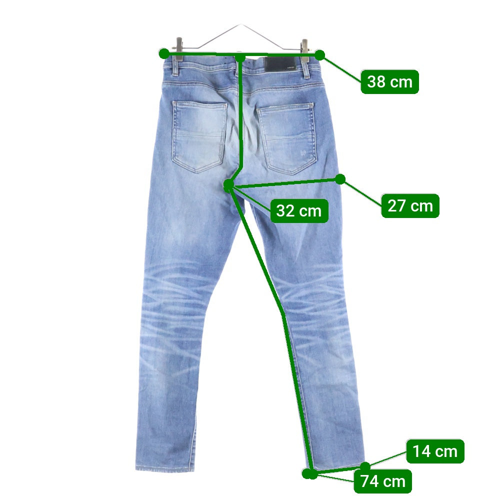 AMIRI(アミリ) MX1 クラッシュ加工 レザーリペア 蛇腹 バイカーデニムパンツ インディゴ